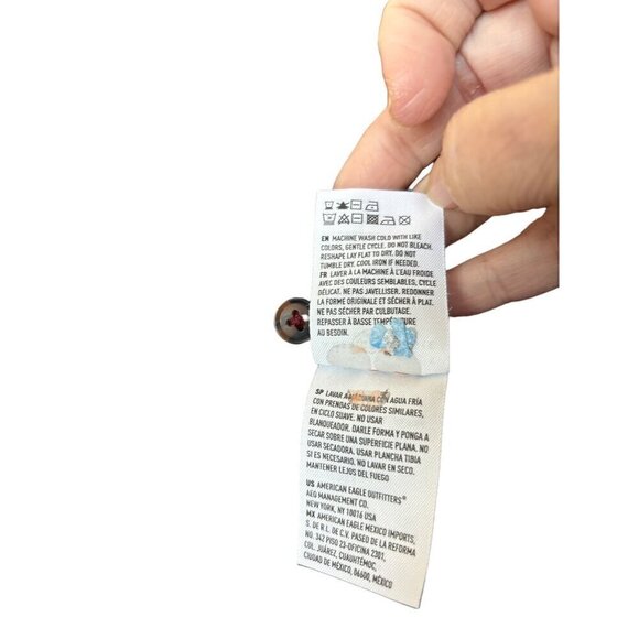 American Eagle Button Front Blouse  Women XL  Maroon with White Stripes Viscose - Picture 7 of 8